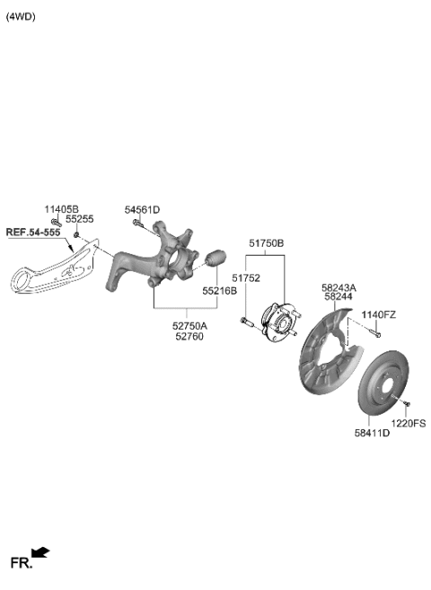 2021 Hyundai Kona Disc-Rear Brake Diagram for 58411-J9500