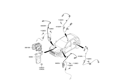 2017 Hyundai Sonata Hybrid Hydraulic Abs Module Diagram for 58910-J9000