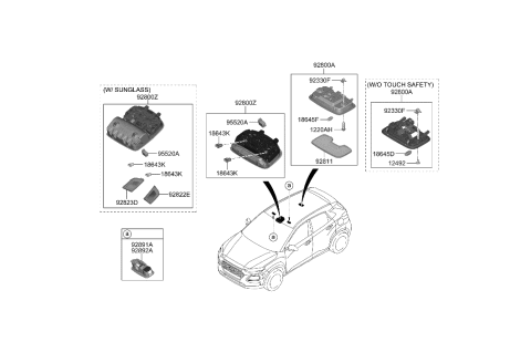 2021 Hyundai Genesis GV80 Vanity Lamp Assembly, Right Diagram for 92892-3S000-TRY