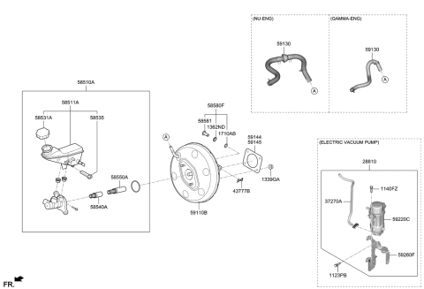 2017 Hyundai Sonata Hybrid Cylinder Assembly-Brake Master Diagram for 58510-J9200