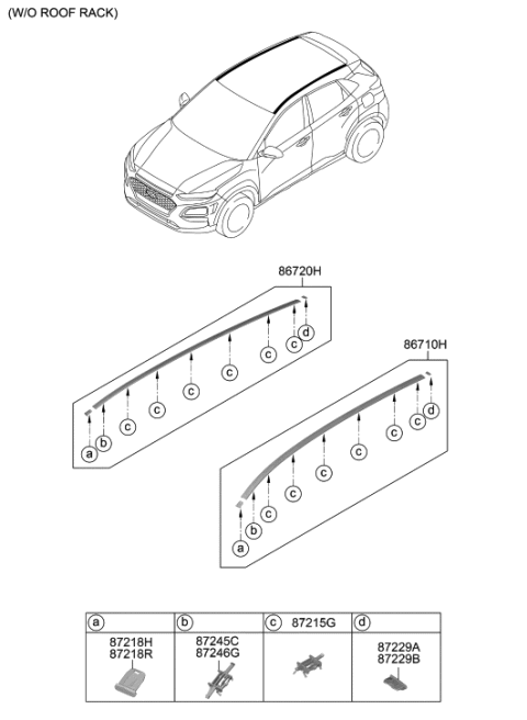 2019 Hyundai Kona Roof Garnish & Rear Spoiler Diagram 1