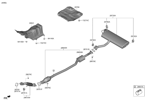 2021 Hyundai Genesis GV80 Center Exhaust Pipe Diagram for 28650-J9250