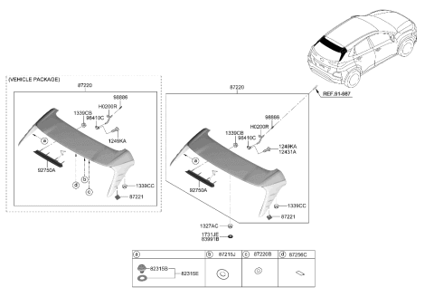 2020 Hyundai Kona Roof Garnish & Rear Spoiler Diagram 3