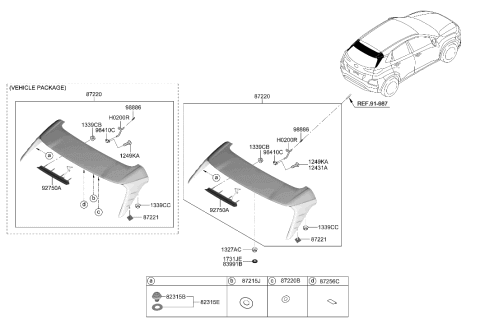 2019 Hyundai Kona Rear Roof Spoiler Diagram for 87210-J9000