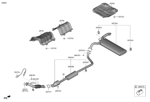 2019 Hyundai Kona Muffler & Exhaust Pipe Diagram 1