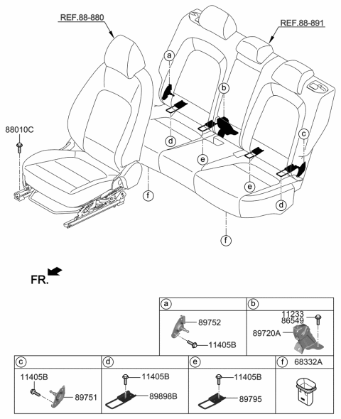 2018 Hyundai Kona Bracket Assembly-RR Seat Back,Ctr Diagram for 89720-J9000