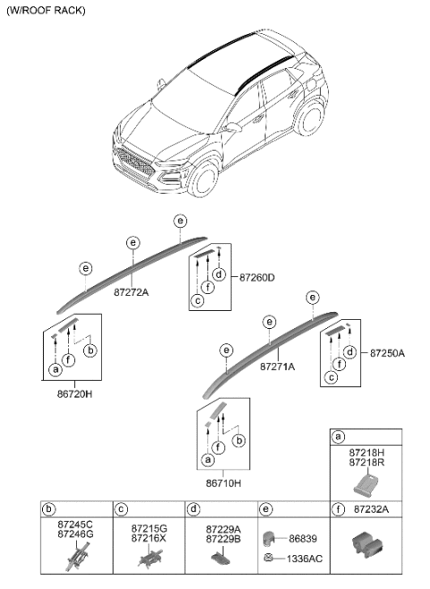 2019 Hyundai Kona Rack Assembly-Roof,RH Diagram for 87280-J9000-PGY