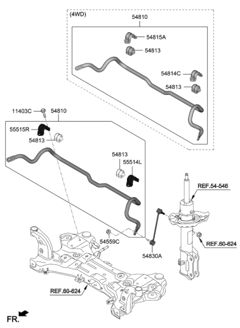 2020 Hyundai Kona Link Assembly-Front Stabilizer Diagram for 54830-J9000