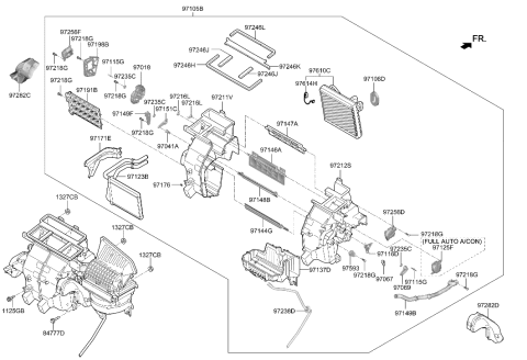 2020 Hyundai Kona Heater & Evaporator Assembly Diagram for 97205-J9070
