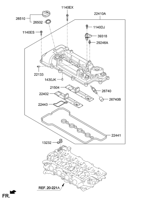 2019 Hyundai Kona Rocker Cover Diagram 1