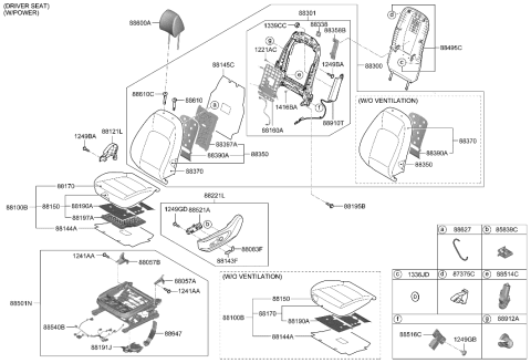 2017 Hyundai Sonata Hybrid Heater-Front Seat Cushion Diagram for 88190-J9000