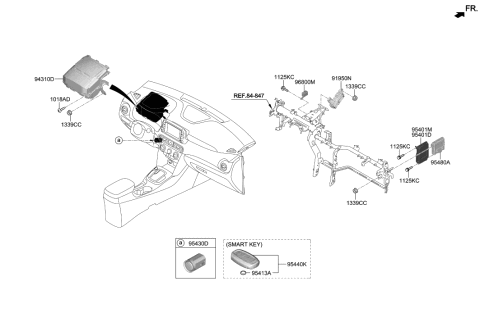 2021 Hyundai Genesis GV80 Smart Key Fob Diagram for 95440-J9000