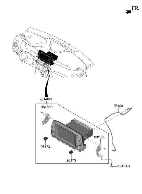 2021 Hyundai Kona Audio Assembly Diagram for 96160-J9160-TMT