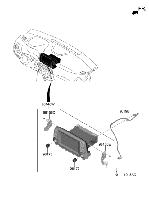 2021 Hyundai Kona Audio Assembly Diagram for 96160-J9110-TMT