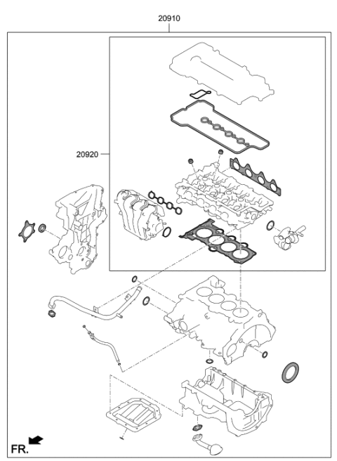 2018 Hyundai Kona Engine Gasket Kit Diagram 1
