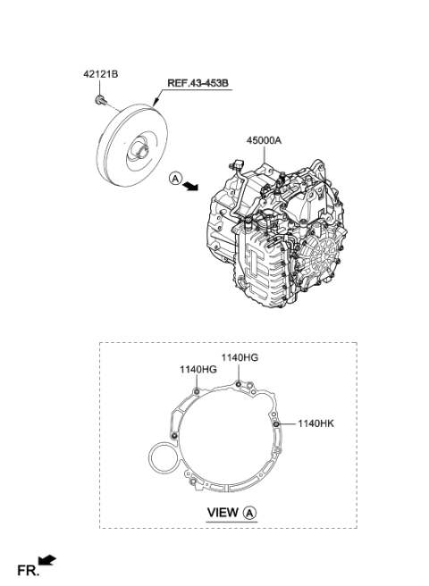 2019 Hyundai Kona Ata & Torque Converter Assembly Diagram for 45000-2F520