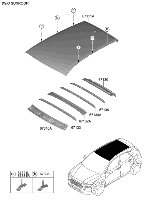 2018 Hyundai Kona Rail-Roof Center No.3 Diagram for 67162-J9050