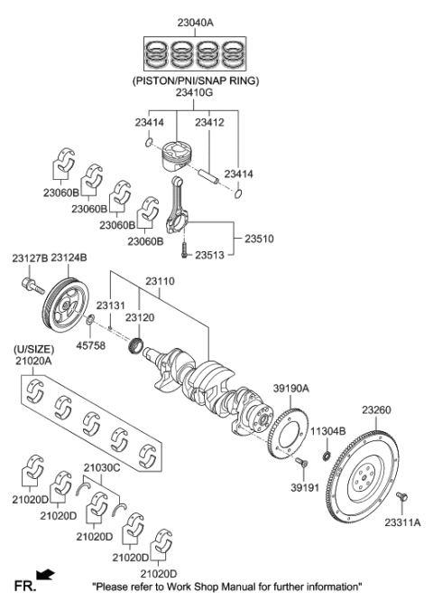 2020 Hyundai Kona Bearing Pair Set-C/ROD Diagram for 23060-2E130