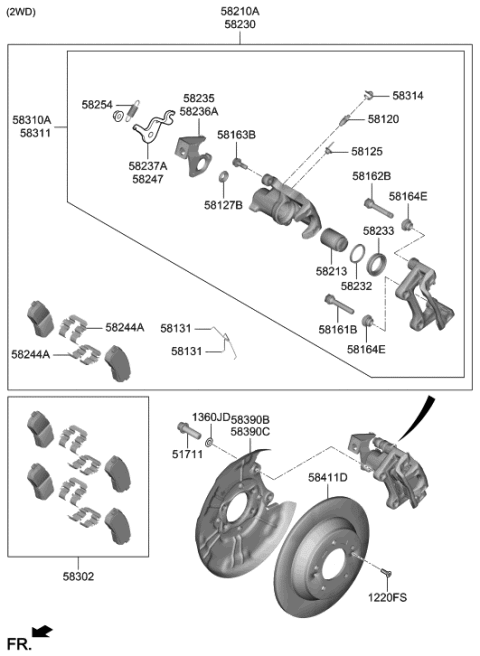 2021 Hyundai Kona Rear Wheel Brake Diagram 1