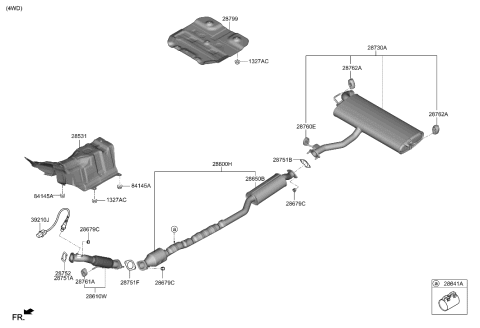 2018 Hyundai Kona Center Muffler Complete Diagram for 28600-J9150