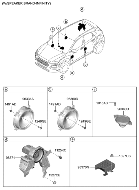 2018 Hyundai Kona External Amp Assembly Diagram for 96370-J9200