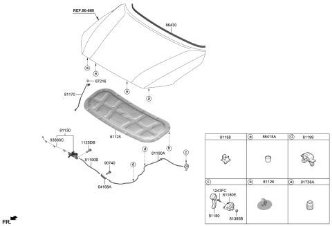 2020 Hyundai Elantra Latch Assembly-Hood Diagram for 81130-J9000
