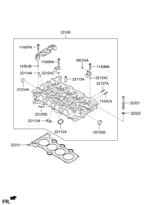 2017 Hyundai Sonata Hybrid Head Assembly-Cylinder Diagram for 5D095-2EU00