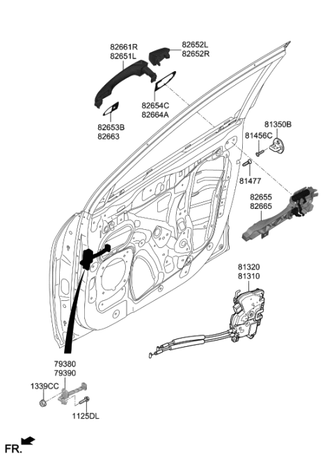 2017 Hyundai Sonata Hybrid Door Outside Handle Assembly,Right Diagram for 82661-J9700