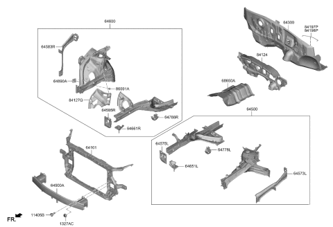 2000 Hyundai Elantra CARRIER ASSY-FRONT END MODULE Diagram for 64101-GA000