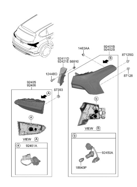 2023 Hyundai Santa Fe Hybrid US Alabama made Rear Combination Lamp Diagram