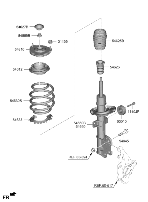 2000 Hyundai Elantra SPRING-FR Diagram for 54630-GA000