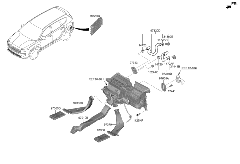 2023 Hyundai Santa Fe Hybrid US Alabama made Heater System-Duct & Hose Diagram