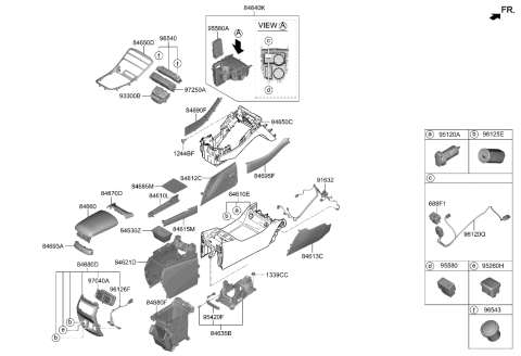 2023 Hyundai Santa Fe Hybrid US Alabama made Console Diagram