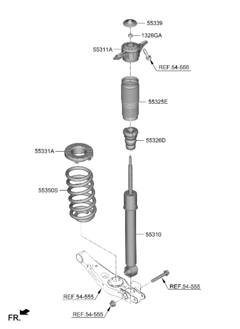 2023 Hyundai Santa Fe Hybrid Rear Spring & Strut Diagram