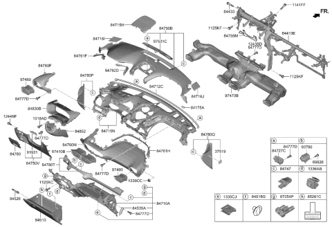 2023 Hyundai Santa Fe Hybrid US Alabama made Crash Pad Diagram