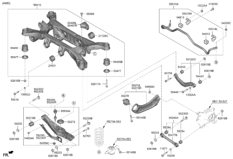 2023 Hyundai Santa Fe Hybrid US Alabama made Rear Suspension Control Arm Diagram
