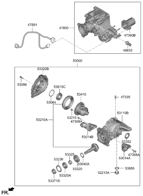 2023 Hyundai Santa Fe Hybrid US Alabama made Rear Differential Carrier Diagram