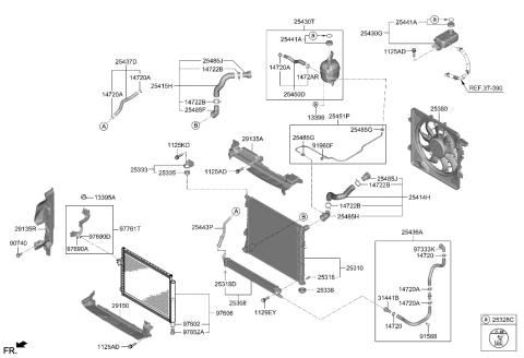 2023 Hyundai Santa Fe Hybrid US Alabama made Engine Cooling System Diagram