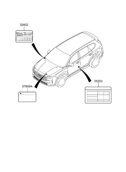 2023 Hyundai Santa Fe Hybrid US Alabama made Label Diagram