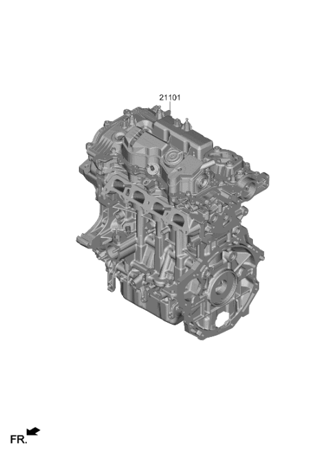 2023 Hyundai Santa Fe Hybrid US Alabama made Sub Engine Assy Diagram