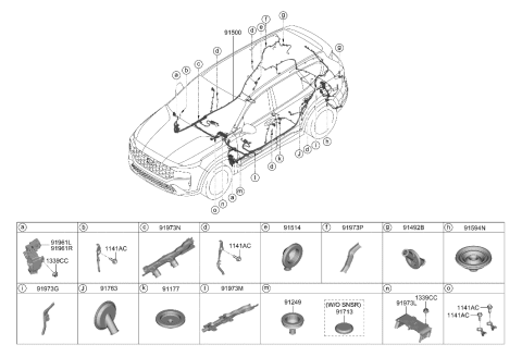 2023 Hyundai Santa Fe Hybrid US Alabama made Floor Wiring Diagram