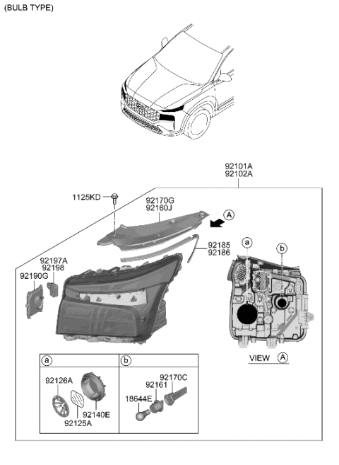 2023 Hyundai Santa Fe Hybrid L.E.D Driver Module-HEADLAMP Diagram for 92180-S2500