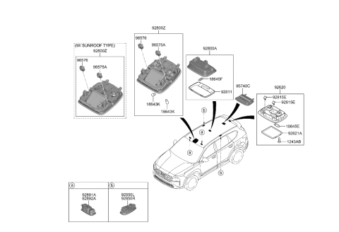 2023 Hyundai Santa Fe Hybrid US Alabama made Room Lamp Diagram