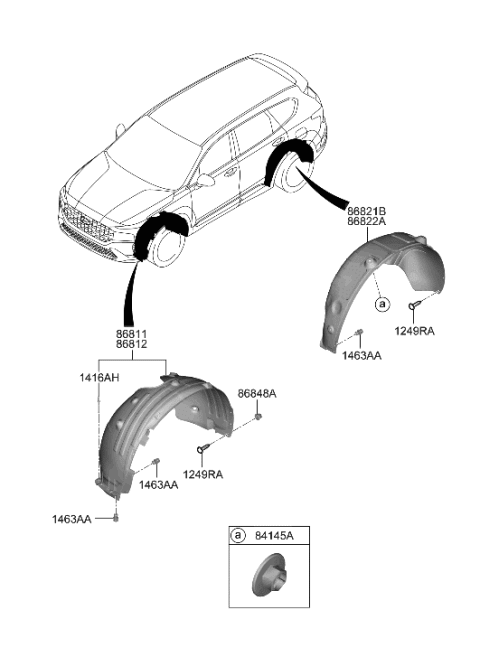 2023 Hyundai Santa Fe Hybrid Guard Assembly-Rear Wheel,LH Diagram for 86821-S2500
