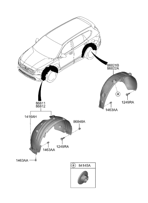 2023 Hyundai Santa Fe Hybrid Wheel Gaurd Diagram