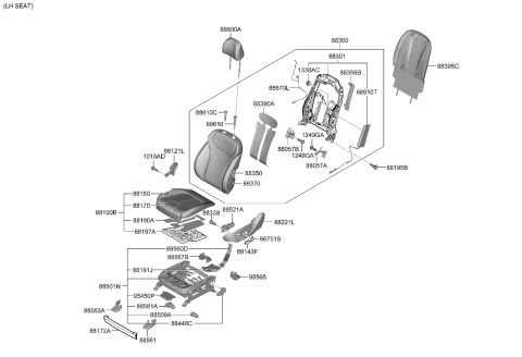 2023 Hyundai Santa Fe Hybrid US Alabama made Front Seat Diagram 3