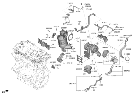 2023 Hyundai Santa Fe Hybrid US Alabama made Exhaust Manifold Diagram
