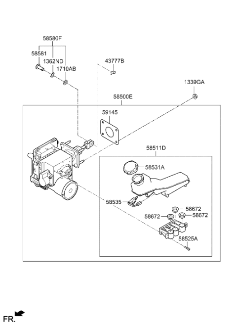 2000 Hyundai Elantra Reservoir Assembly Diagram for 58511-P4000