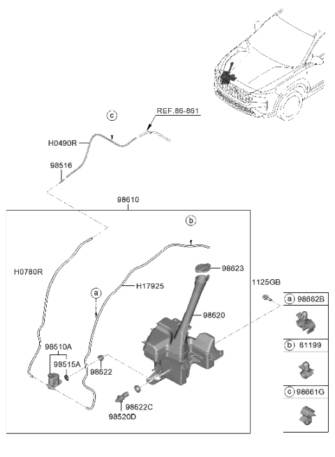2023 Hyundai Santa Fe Hybrid Windshield Washer Diagram
