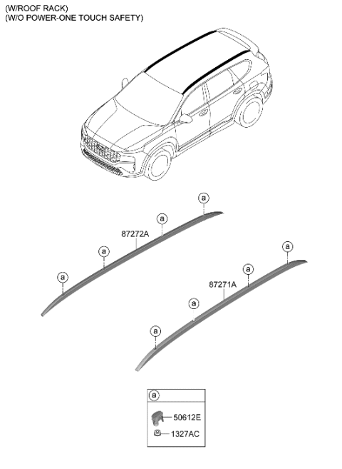 2023 Hyundai Santa Fe Hybrid US Alabama made Roof Garnish & Rear Spoiler Diagram 1